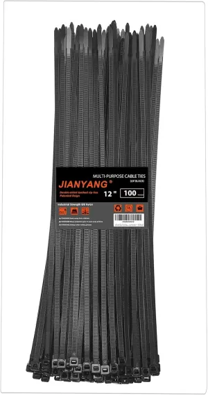 12 Inch Zip Ties Double Sided Toothed,100 LBS Tensile Strength Heavy Duty Cable Wire Ties With Self-Locking Adjustable More Durable Nylon Tie Wraps for Indoor Outdoor100 Pack