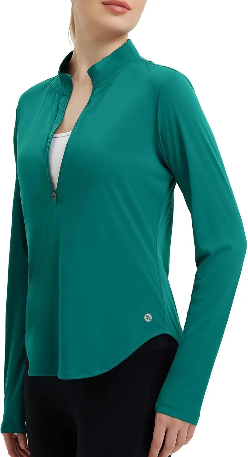 baleaf Women's Sun Shirts UPF50  Half 1/4 Zip Shirt Rash Guard Long Sleeves SPF Lightweight Clothing UV Protection Hiking Top
