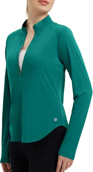 baleaf Women's Sun Shirts UPF50  Half 1/4 Zip Shirt Rash Guard Long Sleeves SPF Lightweight Clothing UV Protection Hiking Top