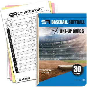 Baseball/Softball Lineup Cards  16 Player Book Format Lineup Cards for 30 Games  Flipbook Carbon Copy 4 Part Form  Time Saving and Practical Baseball Coaching Accessories