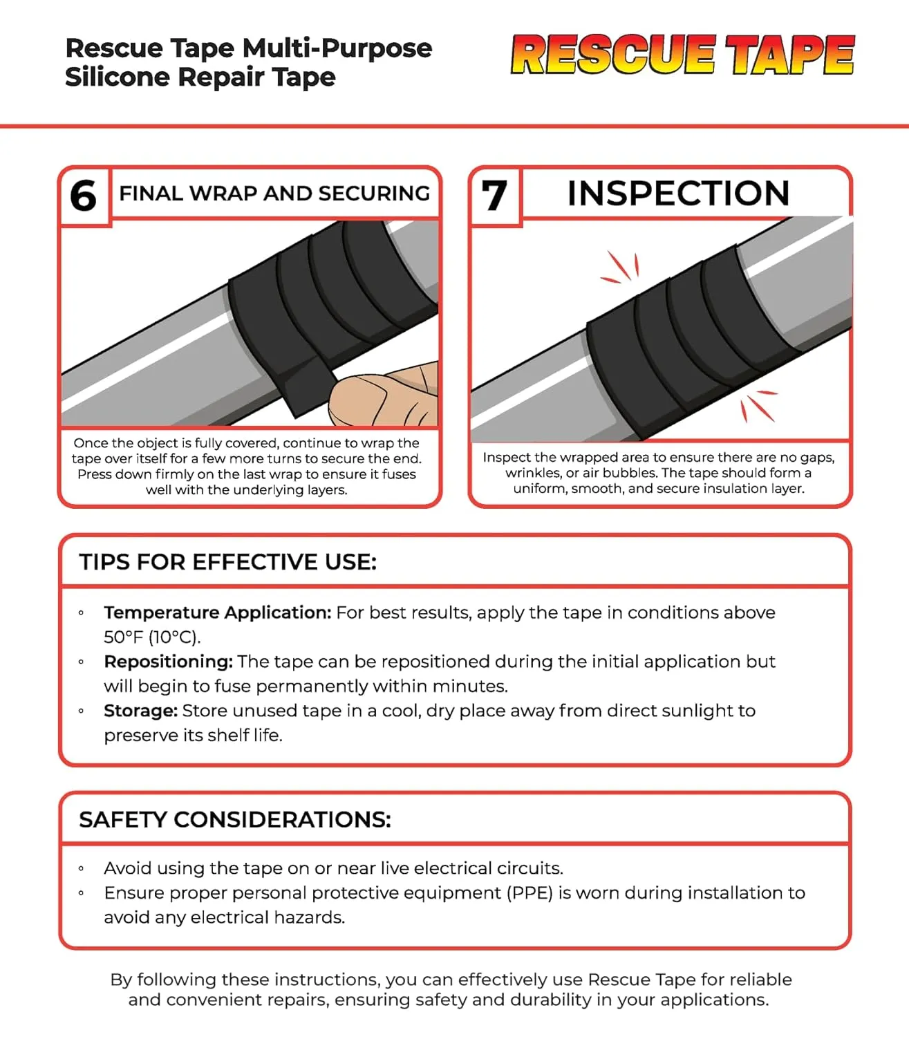 Bond It Rescue Tape, Self-Fusing Silicone for Emergency Plumbing, Pipe & Hose Repair, Electrical Insulation, Waterproof, 950PSI, Made in USA, 1" x 12', Black