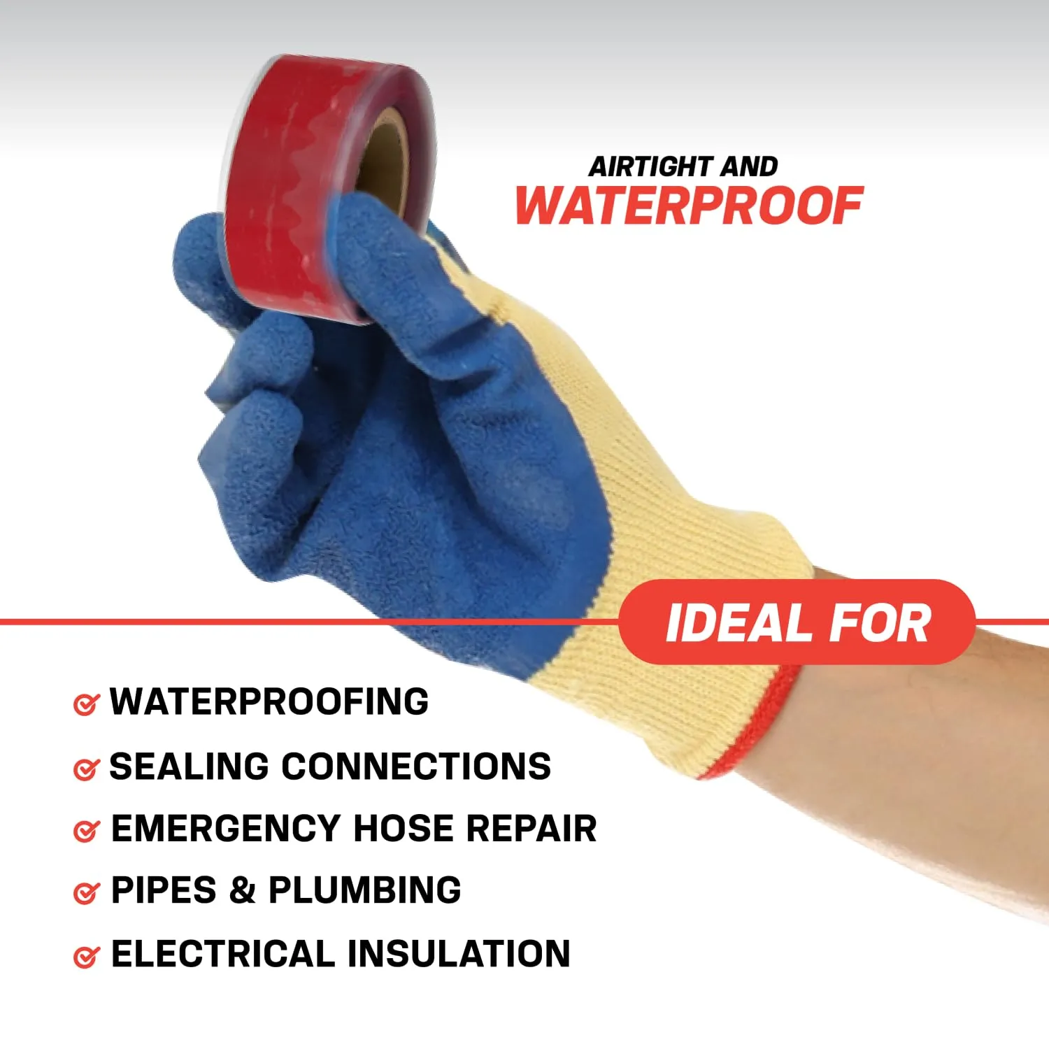 Bond It Rescue Tape, Self-Fusing Silicone for Emergency Plumbing, Pipe & Hose Repair, Electrical Insulation, Waterproof, 950PSI, Made in USA, 1" x 12', Black