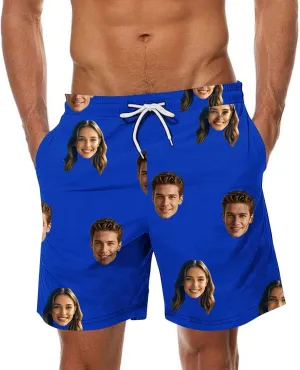Custom Shorts for Men Swim Trunks with Faces Personalized Funny Gifts Vacation Bathing Suit Beach Board Swim Shorts