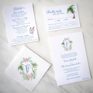 Custom Watercolor Letterpress Wedding Invitation Suite