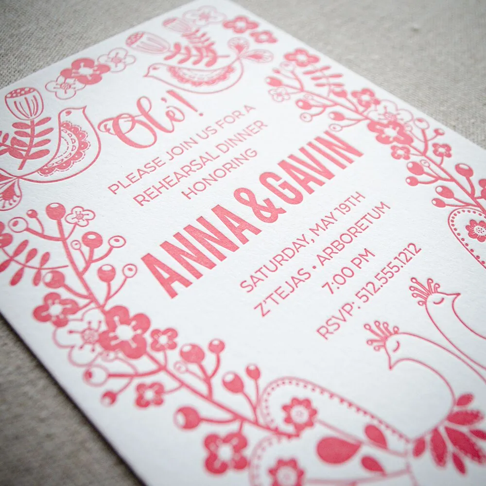 Customized Mexican Fiesta Letterpress Invitations