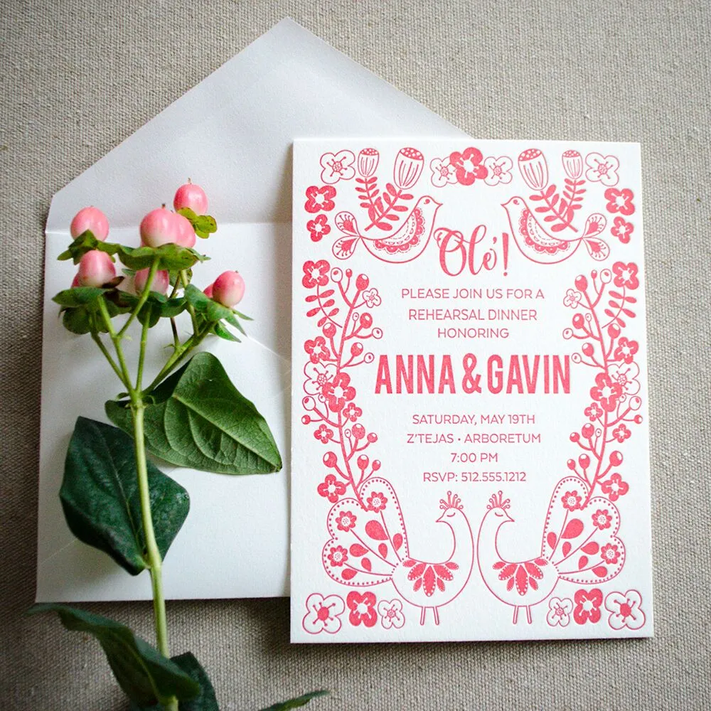 Customized Mexican Fiesta Letterpress Invitations
