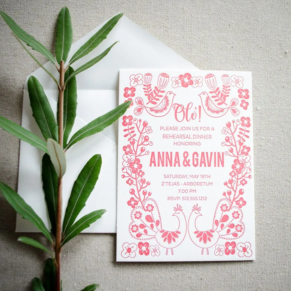 Customized Mexican Fiesta Letterpress Invitations