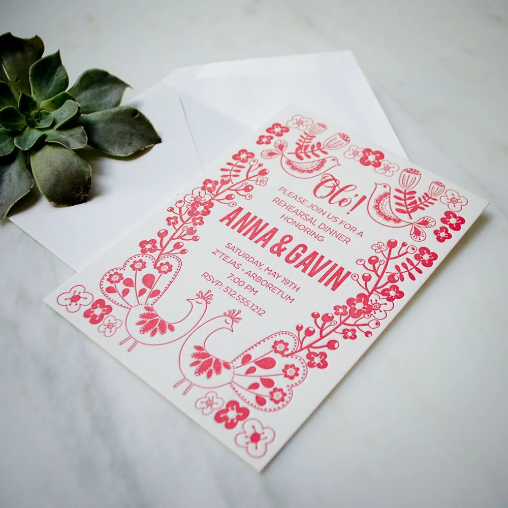 Customized Mexican Fiesta Letterpress Invitations