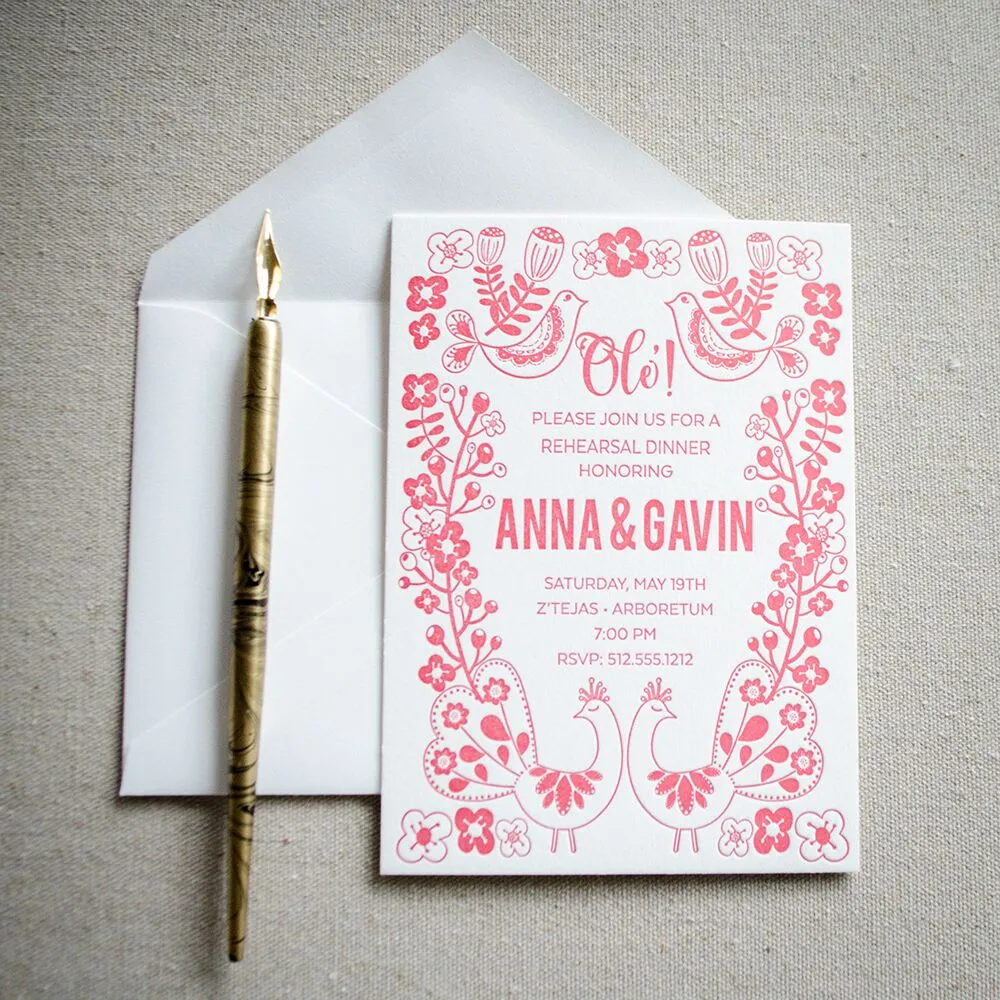 Customized Mexican Fiesta Letterpress Invitations