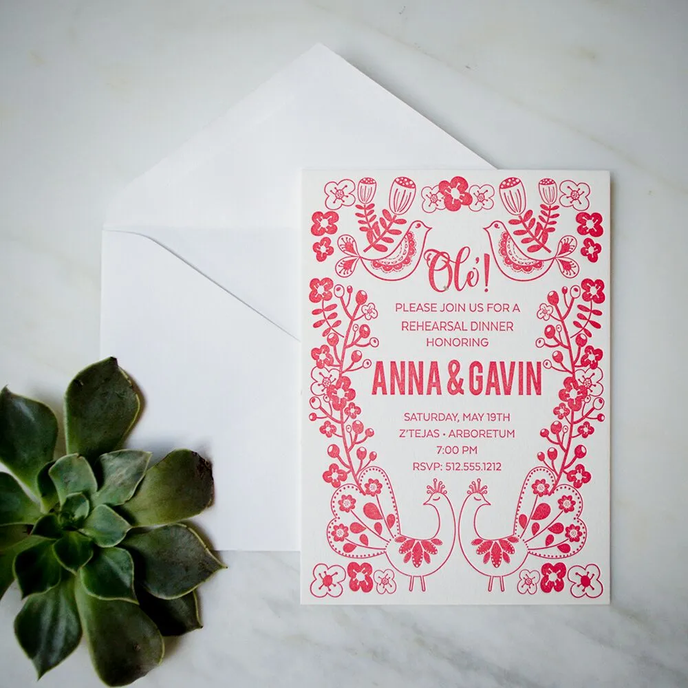 Customized Mexican Fiesta Letterpress Invitations