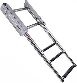 Dock Boat Ladders Heavy Duty Folding Pontoon Boat Ladder, Stainless Steel Telescoping 3/4 Steps Marine Yacht Ladder with Wide Pedal,for Marine Boat Yacht (Size : 4 Steps) ()