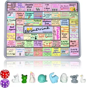 Drinking Game Mat for Adults, Board Game Mat, Drinking Party Board Games for Game Night, Birthday, Family Play or Any Occasion(2-8 Players, Age 21 )