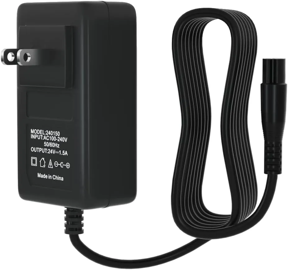 Fast Charging 24V 1.5A Electric Scooter Charger for Razor Dirt Bike E200 E300 PR200 E100 MX350 Dirt Quad Pocket Mod Sports Mod Scooter Female 3-pin Inline Battery Adapter Power Charger Cord