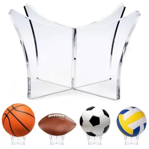 Football Display Stand  Transparent Basketball Holder with Minimalist Design, Basketball Stand Display with Smooth Edges  Easy-To-Attach Acrylic Platform for Office, Home, and Gym Displays