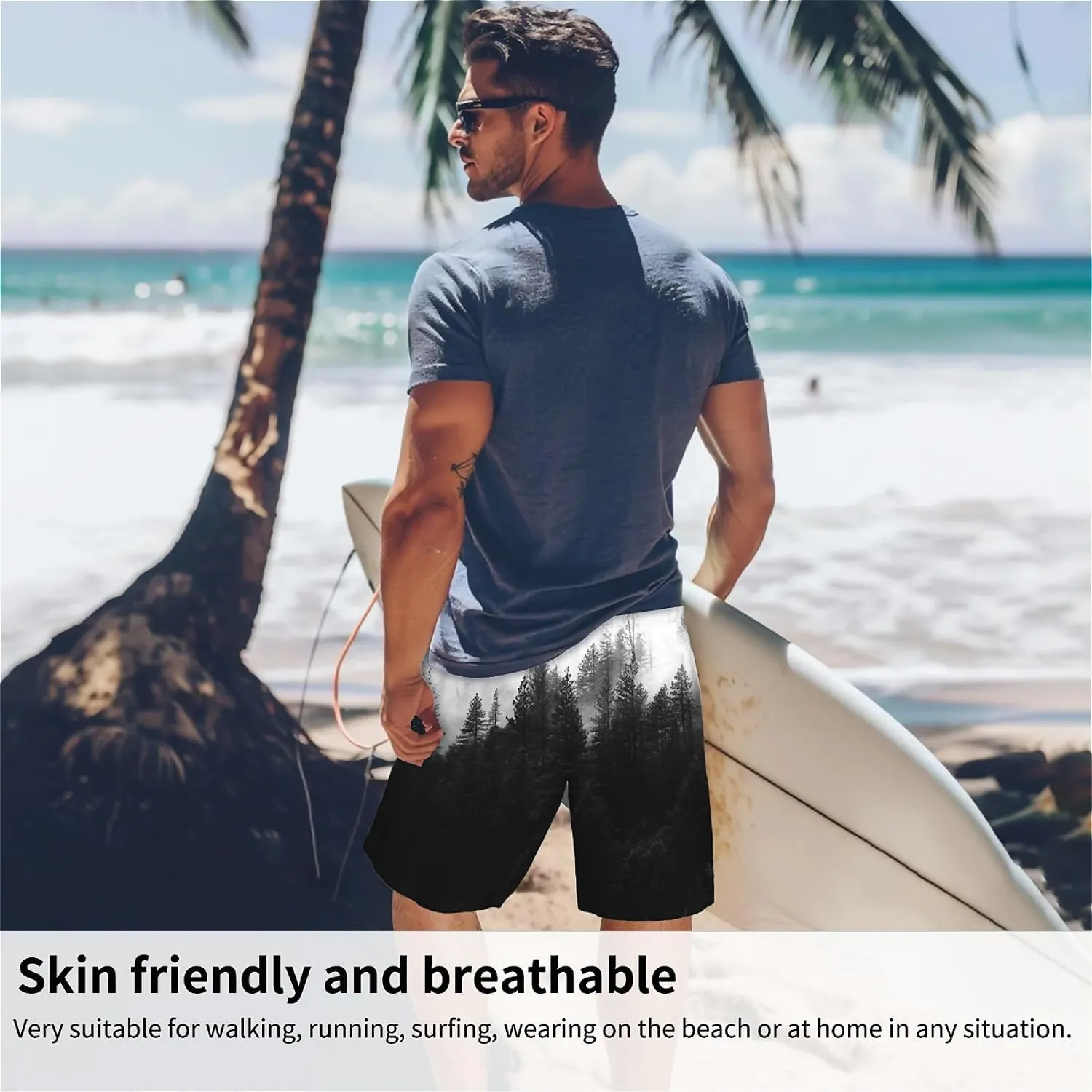 Galaxy Green Men's Swim Trunks Hawaiian Bathing Mesh Lining Suit Swimsuits Beach Shorts with Pockets