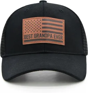 Grandpa Hat, Grandpa Gifts for Fathers Day Birthday, Adjustable Grandfather Trucker Hat for Men Black