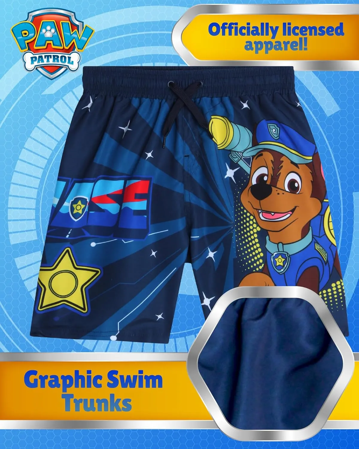 Nickelodeon Boys Swim Trunks - Paw Patrol Chase Marshall Rubble TMNT UPF 50  Boys Swim Shorts for Toddler and Little Boy