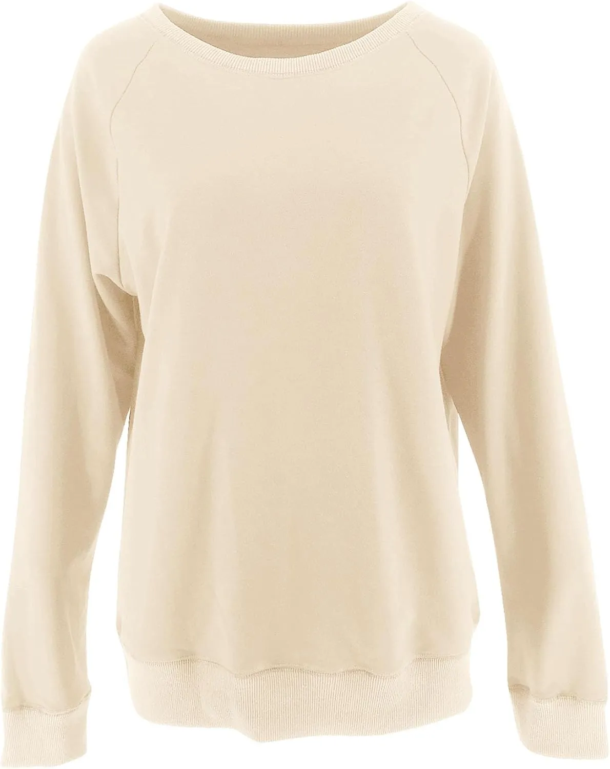 PRETTODAY Women's Casual Crew Neck Sweatshirts Raglan Long Sleeve Solid Tunic Tops Loose Pullovers
