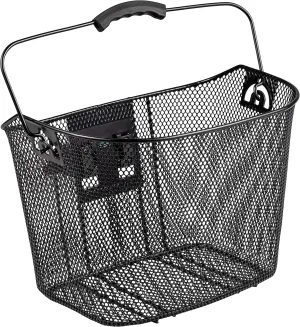 Schwinn Quick Release Wire Basket, Easy Assembly Fits Most Adult Bike Handlebars, Weather Resistant, Durable, With Top Folding Handle, Mounting Hardware Included, Bicycle Accessories, Black.