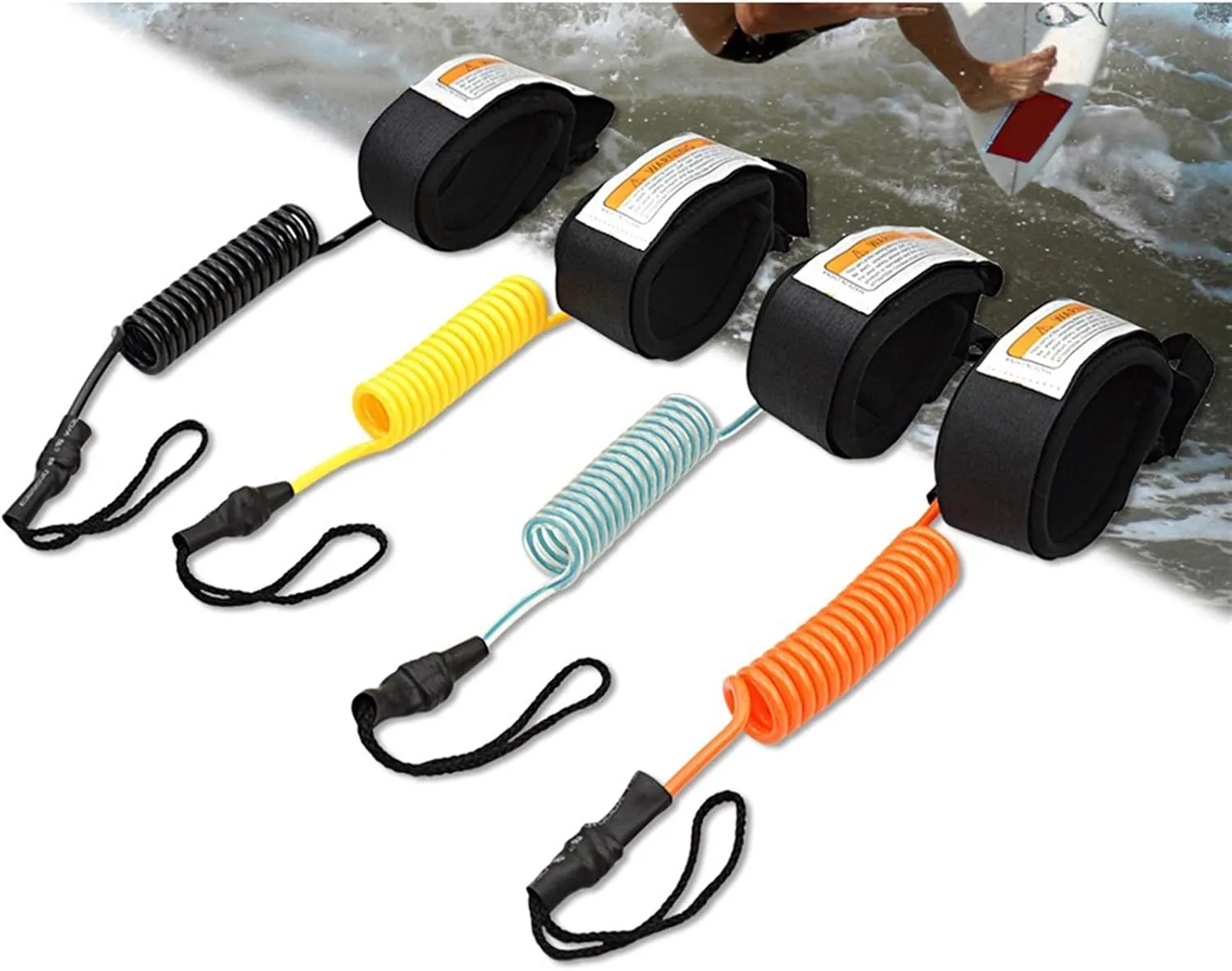 Surfboard Leash 5 Ft Coiled Stand UP Paddle Board Leg Rope SUP Wrist Ankle Leash(Black)