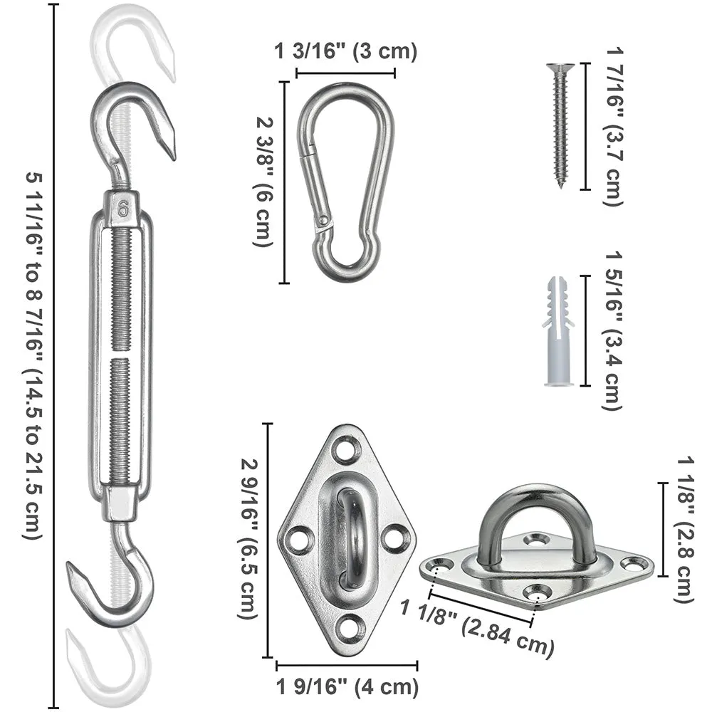 TheLAShop Fixing Hardware Kit Stainless Steel Pad Eye Turnbuckle Carabiner, 6