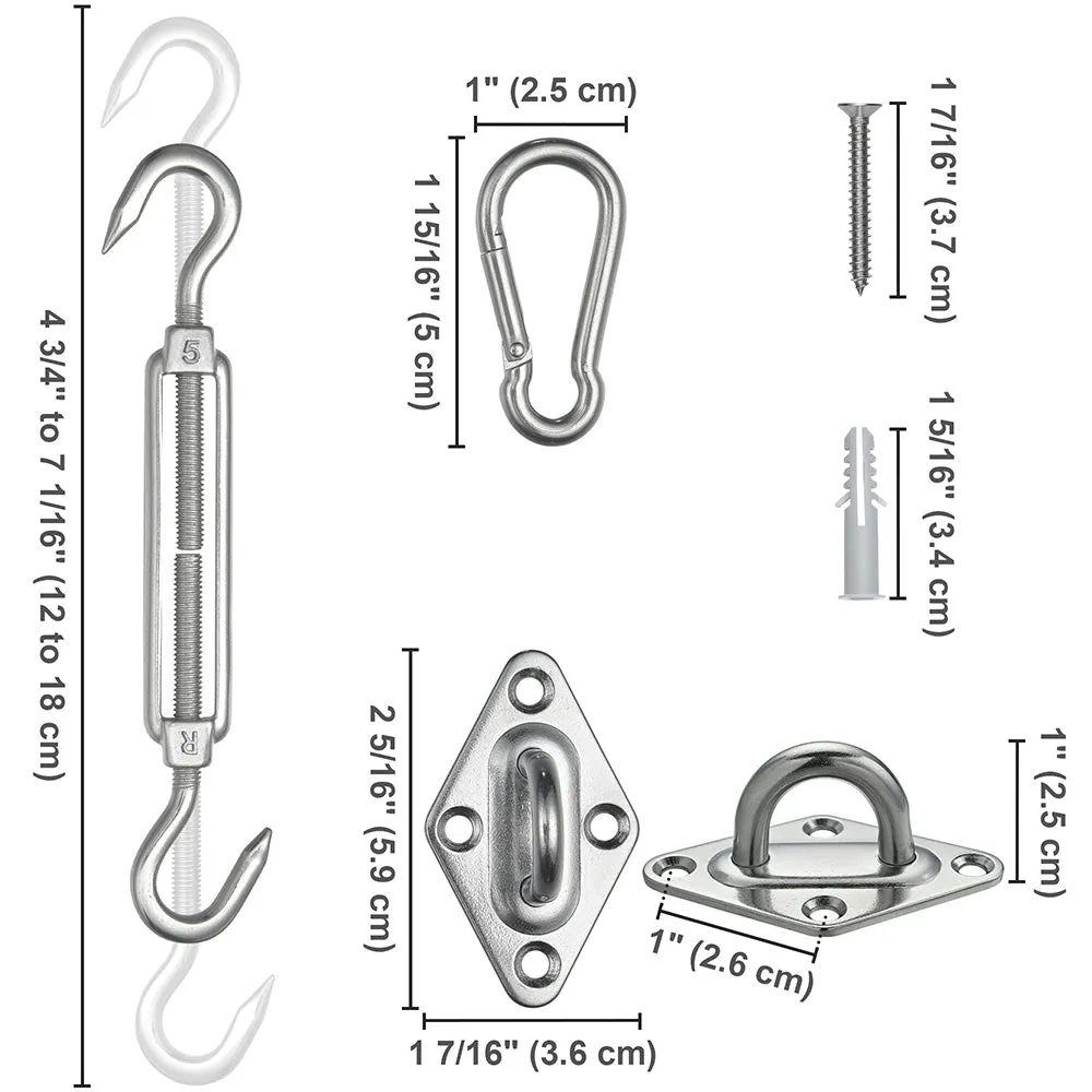 TheLAShop Fixing Hardware Kit Stainless Steel Pad Eye Turnbuckle Carabiner, 6