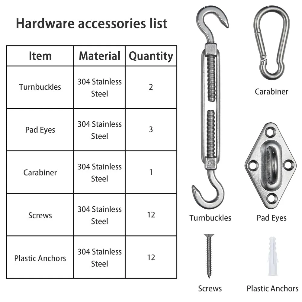 TheLAShop Fixing Hardware Kit Stainless Steel Pad Eye Turnbuckle Carabiner, 6