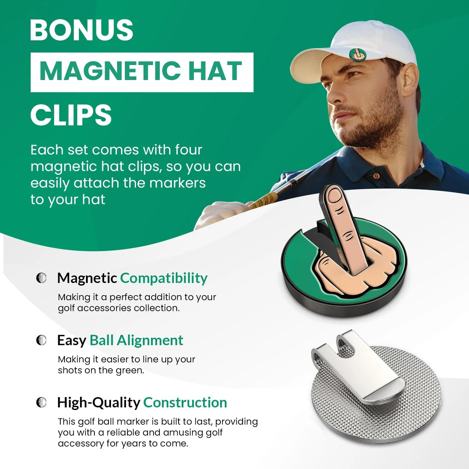 Ultimate Middle Finger Golf Ball Marker | Magnetic Hat Clip | Alignment Ball Mark | Funny Golf Accessory Cap Premium Gift for Golf Enthusiasts