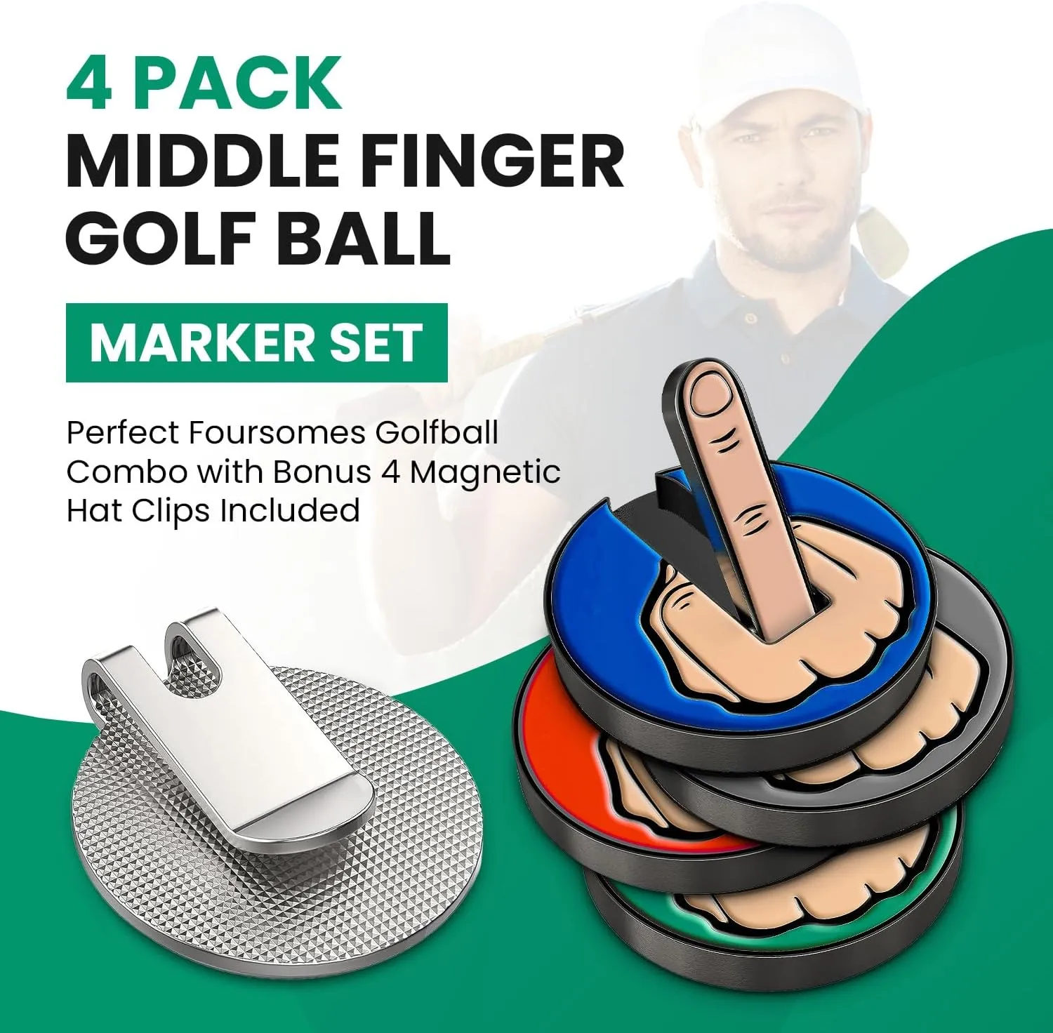 Ultimate Middle Finger Golf Ball Marker | Magnetic Hat Clip | Alignment Ball Mark | Funny Golf Accessory Cap Premium Gift for Golf Enthusiasts