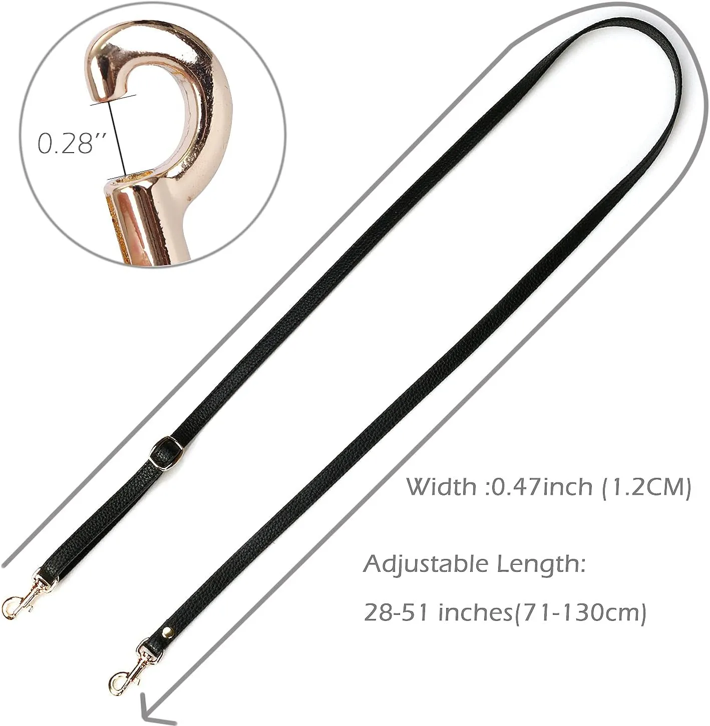 VanEnjoy Adjustable Genuine Leather Crossbody Straps Replacement - Width 1/2, Length 25-51