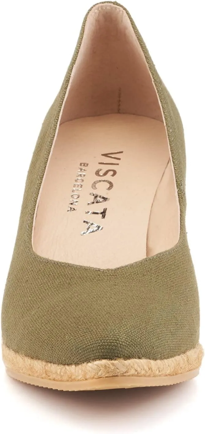 VISCATA Roses Espadrille Canvas Wedges Spain Handmade 2  Heel Woman Wedge Pumps with Organic Cotton Canvas and 100% Natural Jute Midsole for All Occasions: Casual, Work, Party