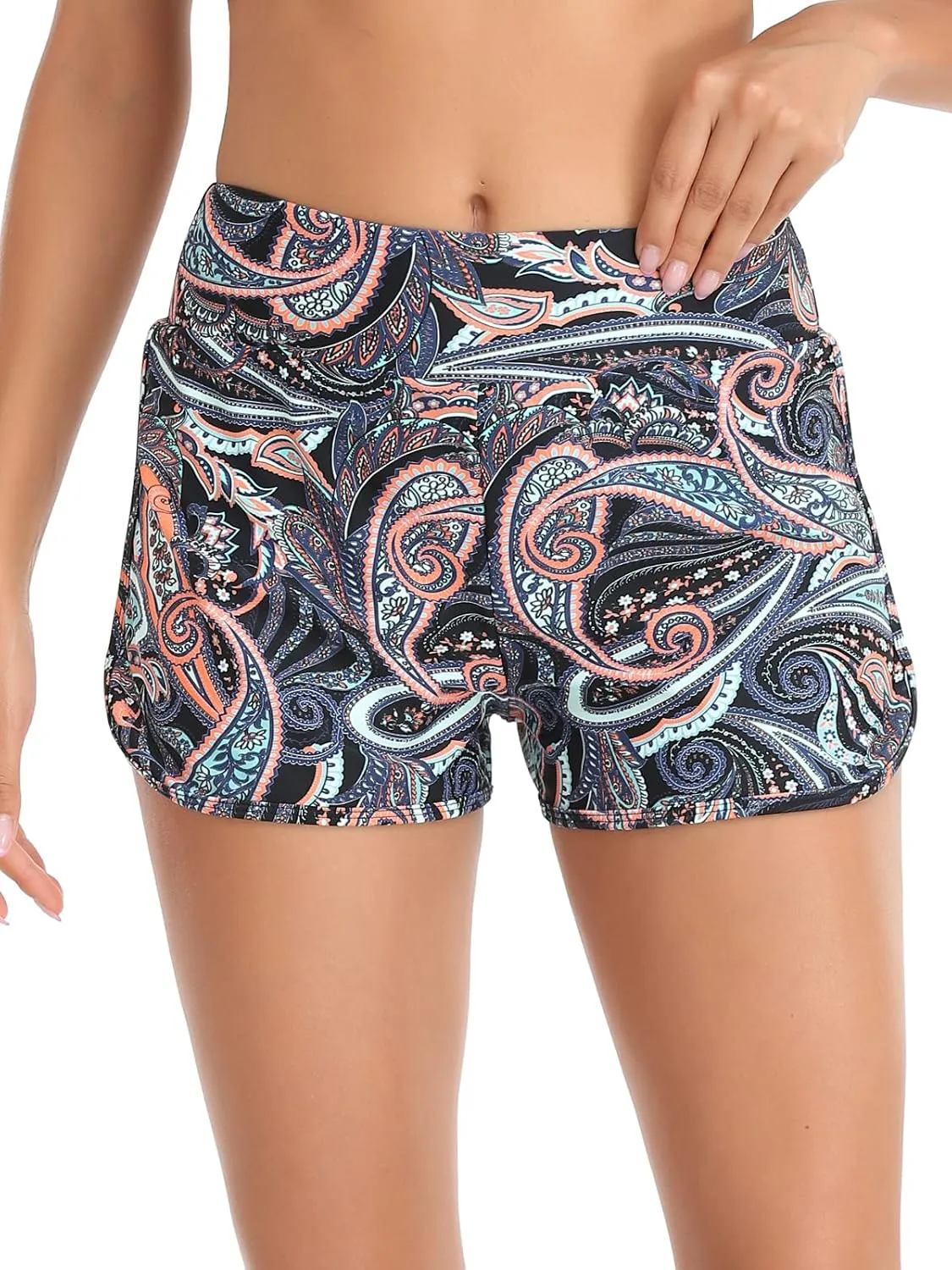 Women's High Waisted Swim Board Shorts Swimsuit Quick Dry Beach Shorts for Women with Liner