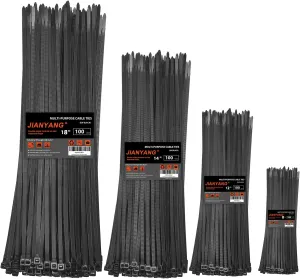 Zip Ties Assorted Size,8 12 14 18 Inch Double Sided Toothed,100 LBS Tensile Strength Heavy Duty Cable Wire Ties With Self-Locking Adjustable More Durable Nylon Tie Wraps for Indoor Outdoor400 Pack