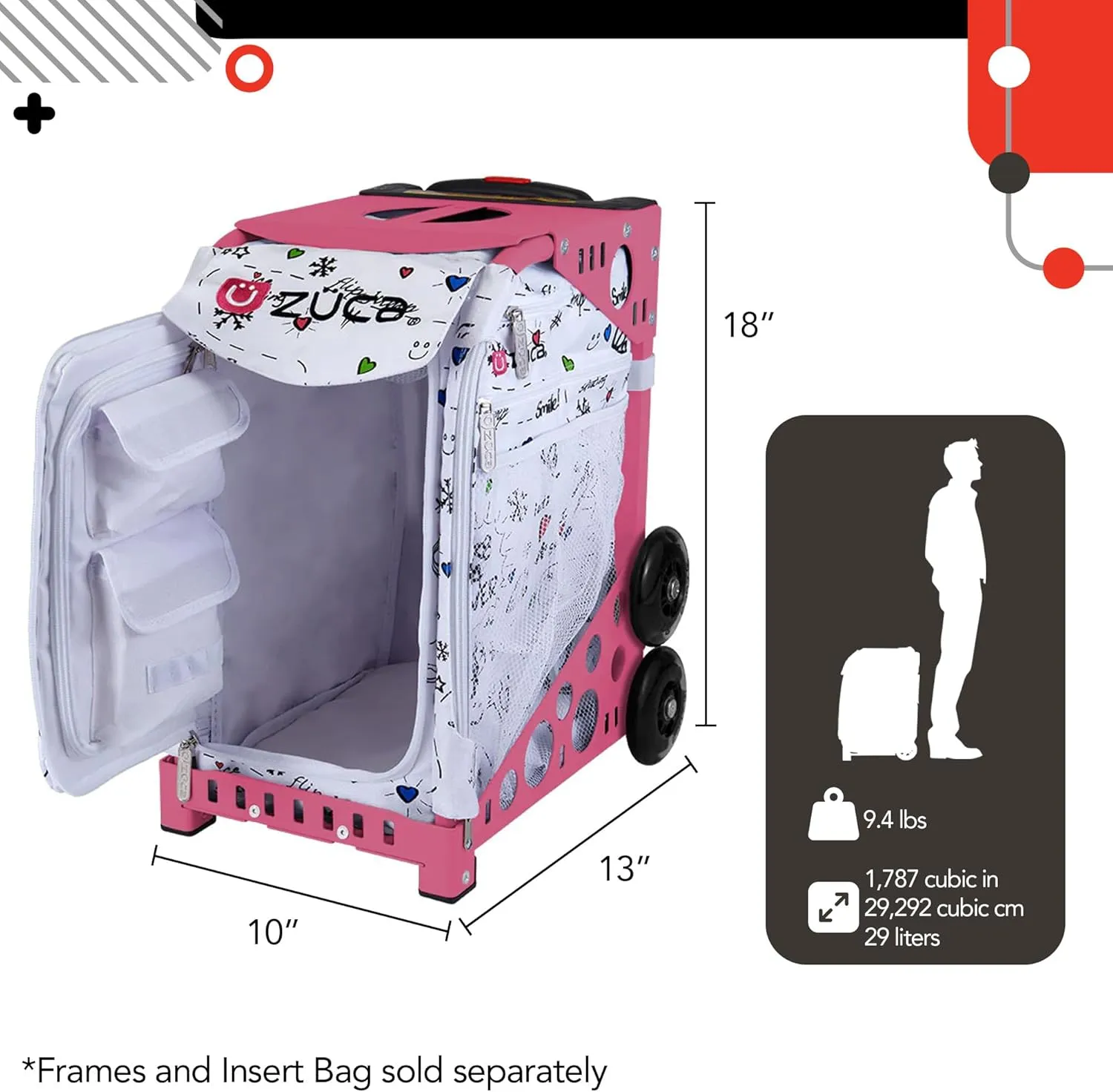 ZUCA Sport Frame with Built-in Seat (Choose Your Color), for Any Sport Insert Bag